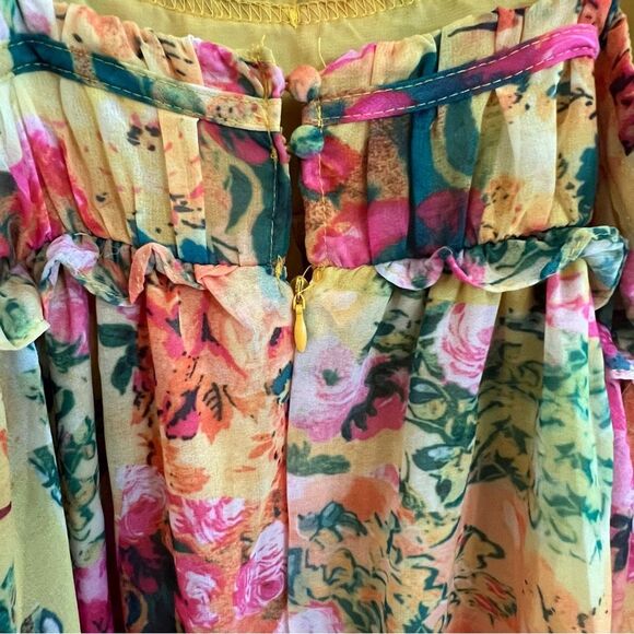 Y2K Womens Floral Babydoll Dress Size XS Bloomcore Fairy Flowy Summer Romantic - Picture 7 of 7